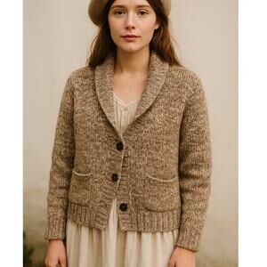 Eddie Bauer Fisherman Cardigan Sweater Wool Alpaca
